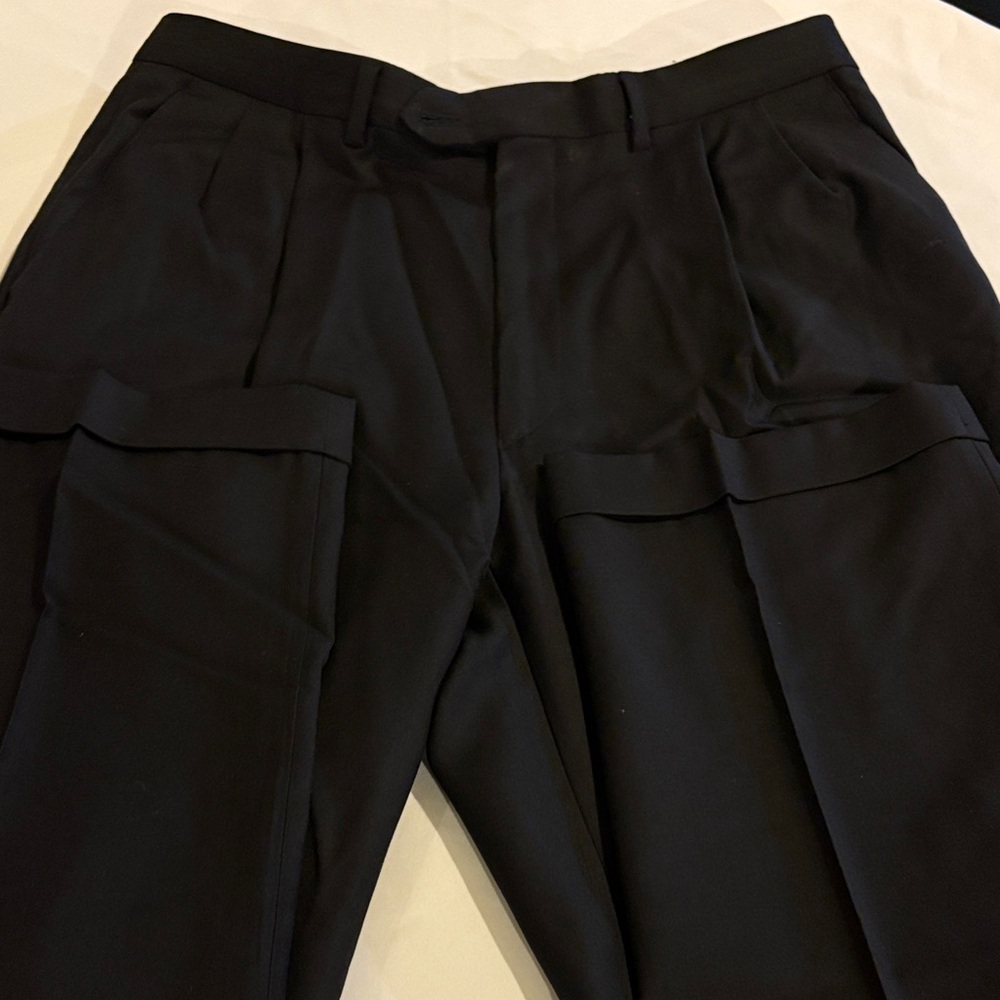 Men's Santorelli Dark Navy Blue Wool Dress Pants